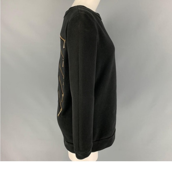 LOVE MOSCHINO Size 4 Black Brass Zippers Scoop Neck Pullover - Picture 1 of 8